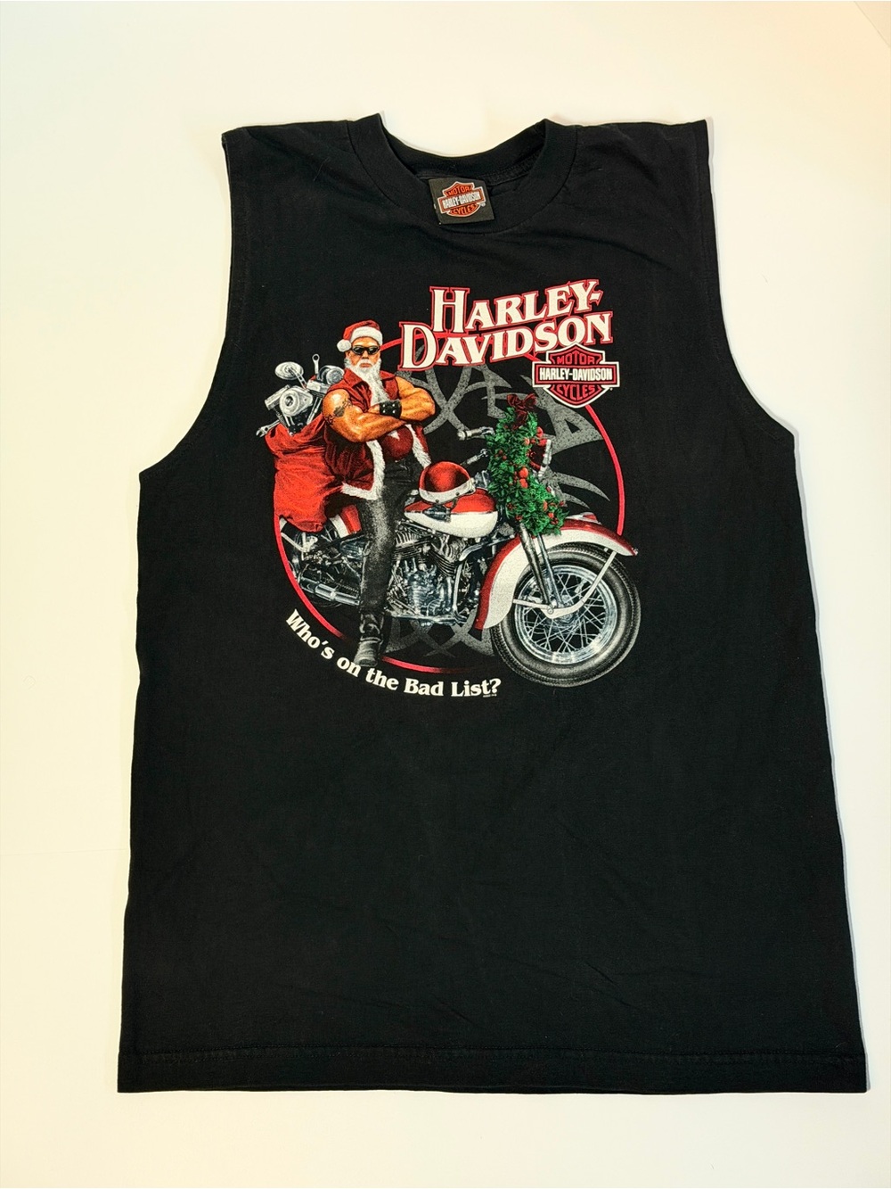 Harley Davidson Santa Sleeveless T Shirt Christmas Biker Tank Puyallup
